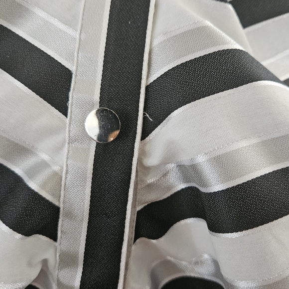 Black, white, silver, stripe blouse - Picture 5 of 8